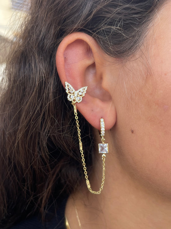 Butterfly Dangles-Gold Plated Earrings