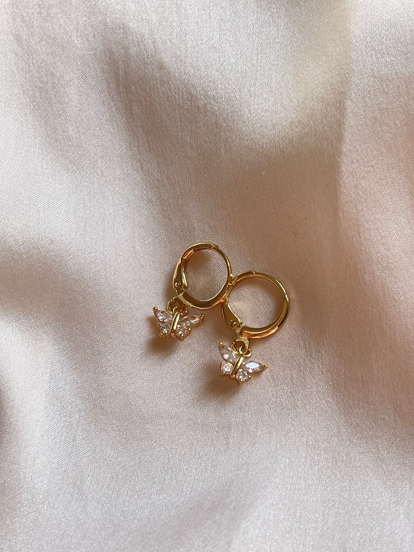 Mini Crystal Butterfly Earrings (Gold Plated)
