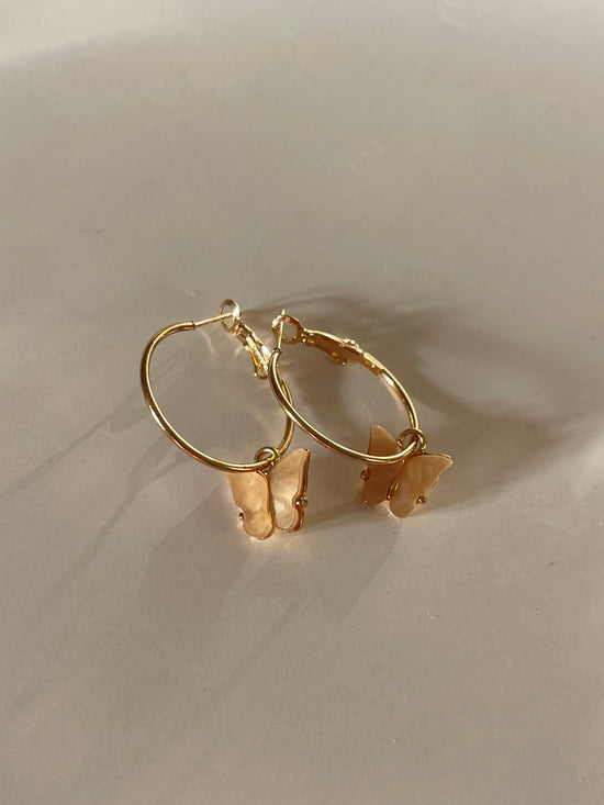 Butterfly Dangle Hoop Earrings