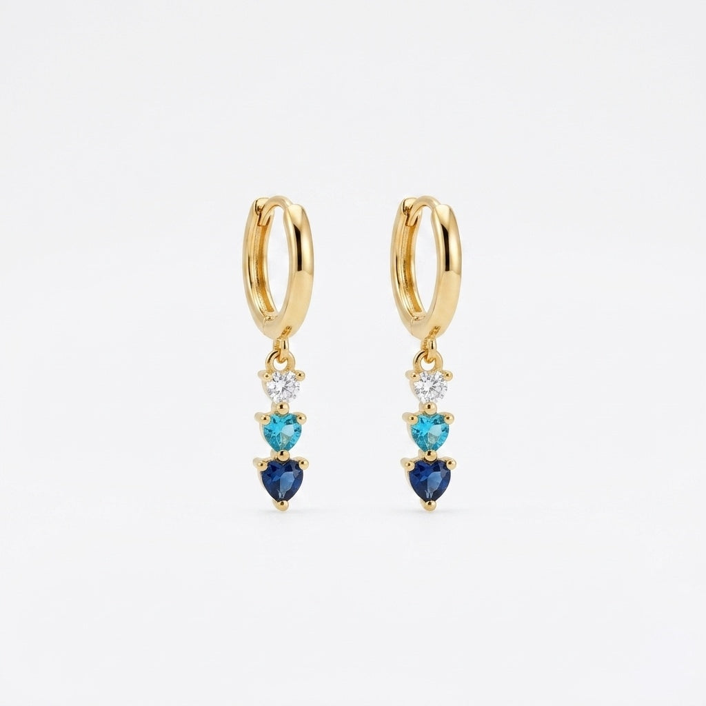 crystal hearts hoop earrings (gold plated)