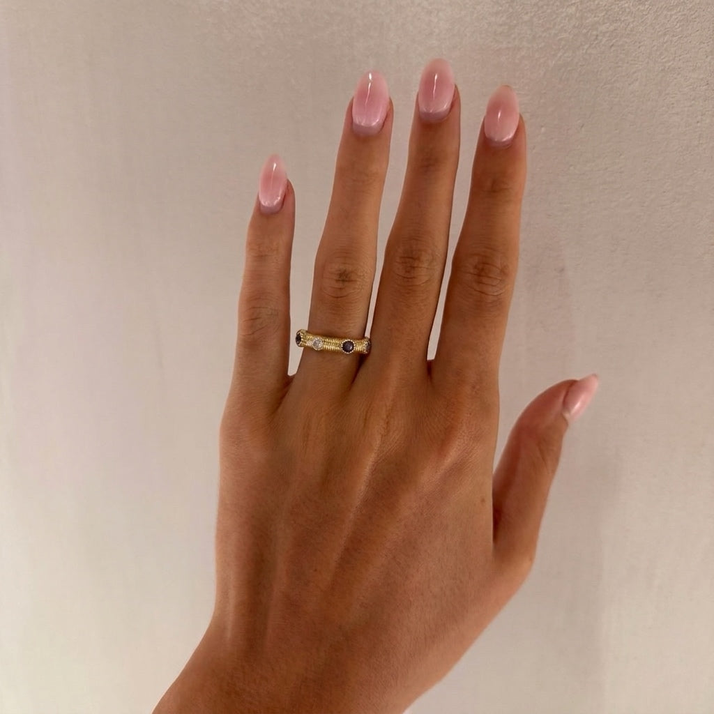 Dainty Purple Stones Ring (Gold Plated)