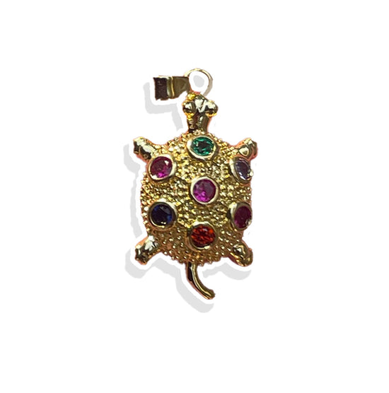 Pretty Crystal Sea Turtle Charm- Gold Plated