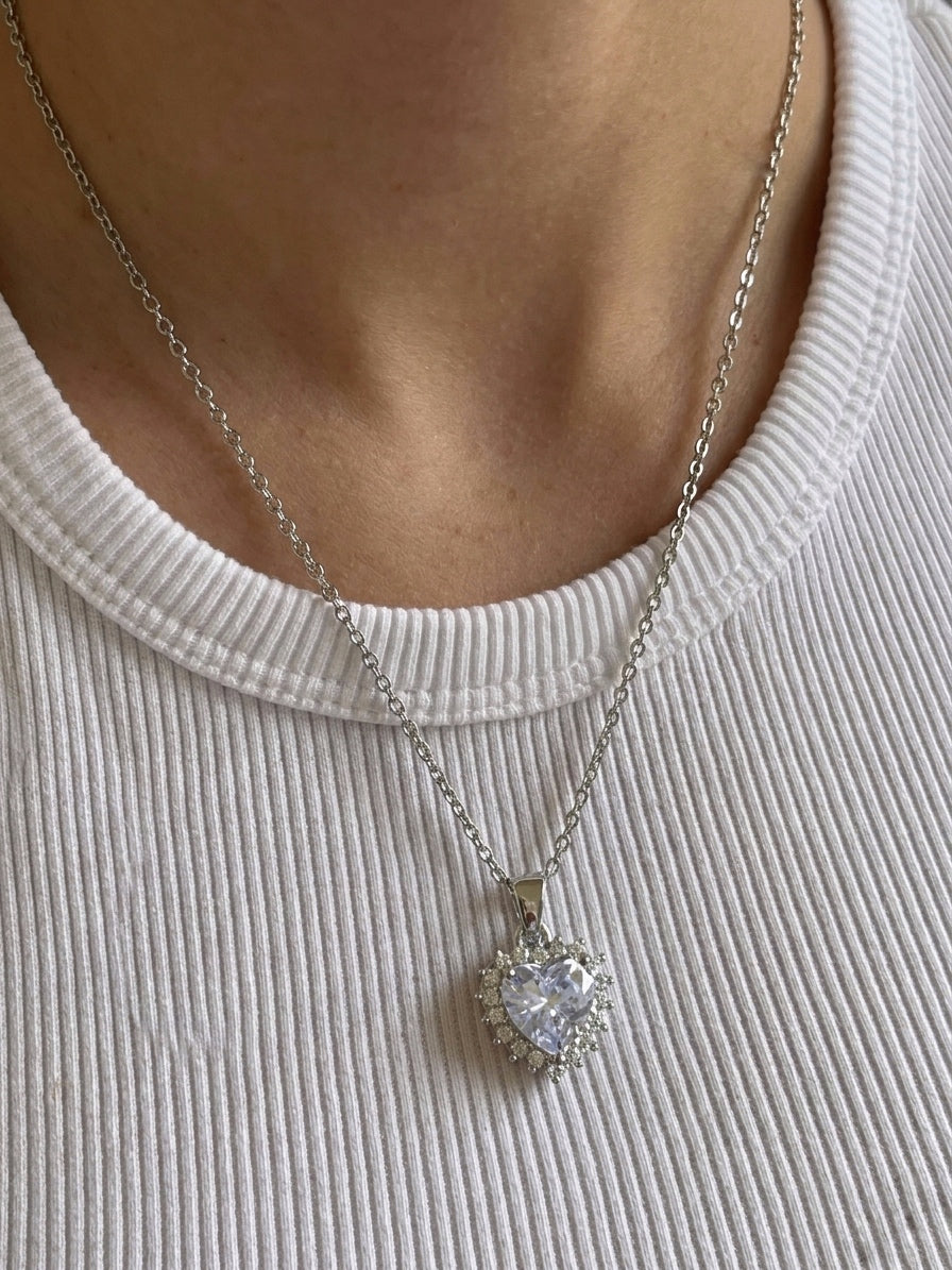 Crystal Heart Necklace (Stainless Steel)