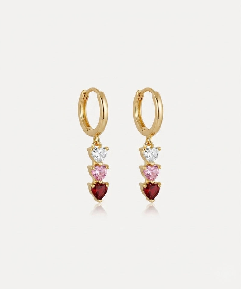 crystal hearts hoop earrings (gold plated)