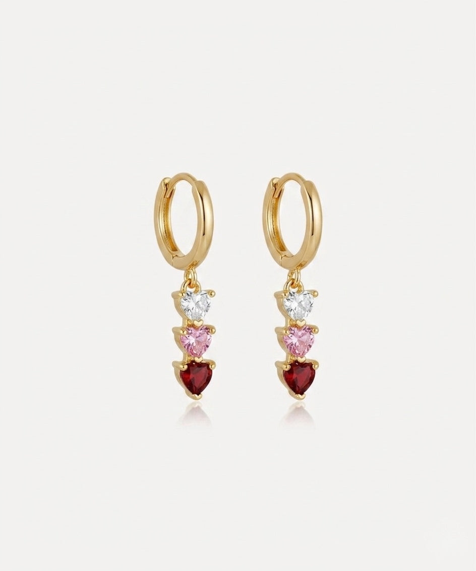 crystal hearts hoop earrings (gold plated)