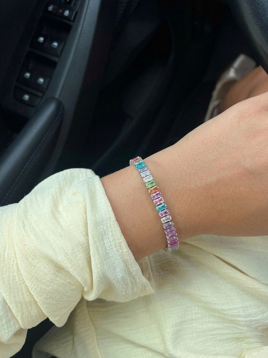 Purple Stone Crystal Bracelet- Gold Plated