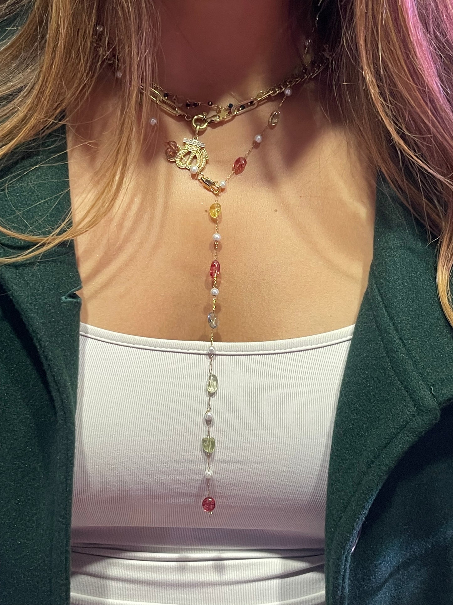 Colorful Stones Drop Necklace (Gold Plated + Limited Edition)