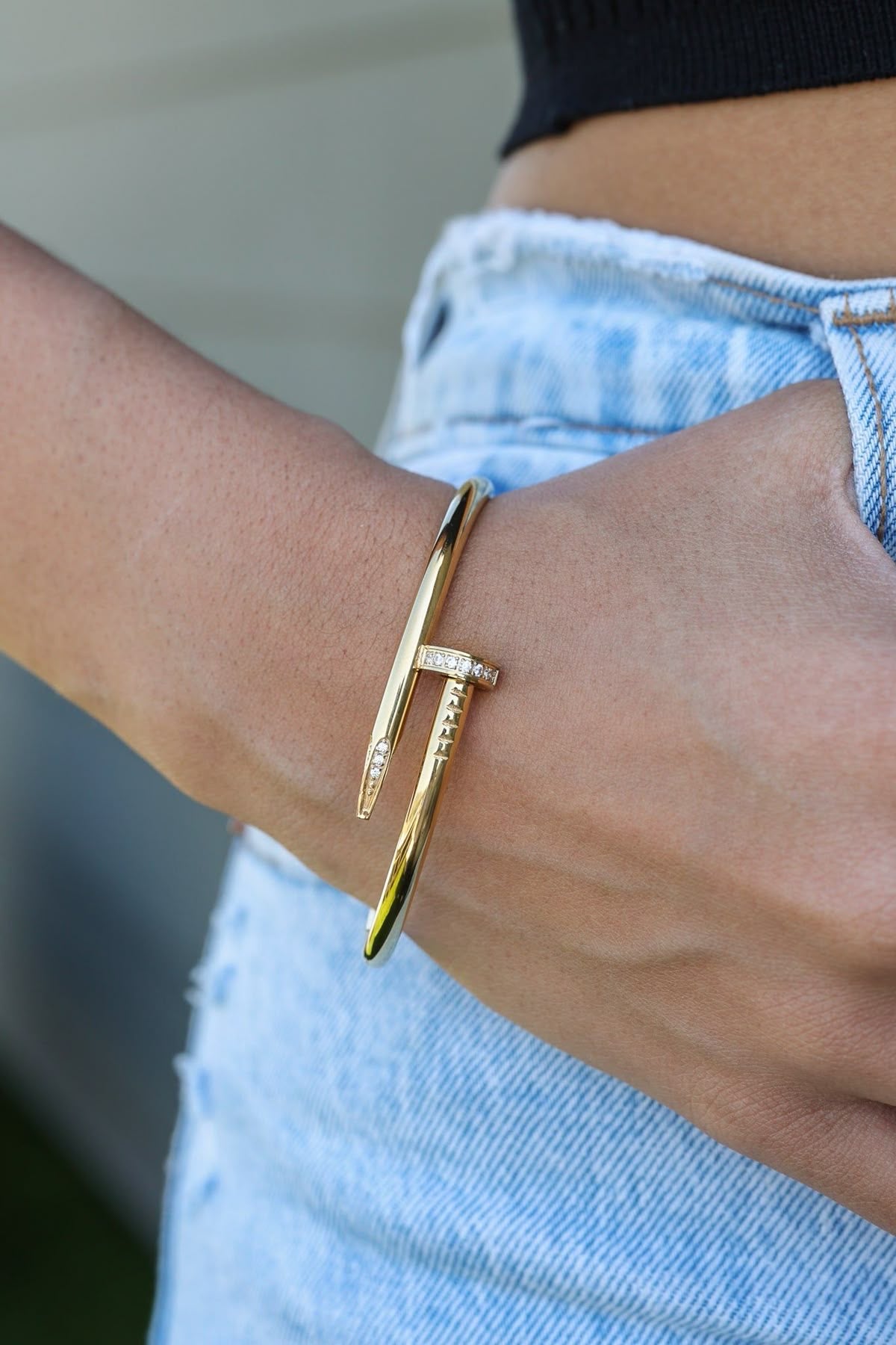 Nail Cuff Bracelet (Gold Plated)