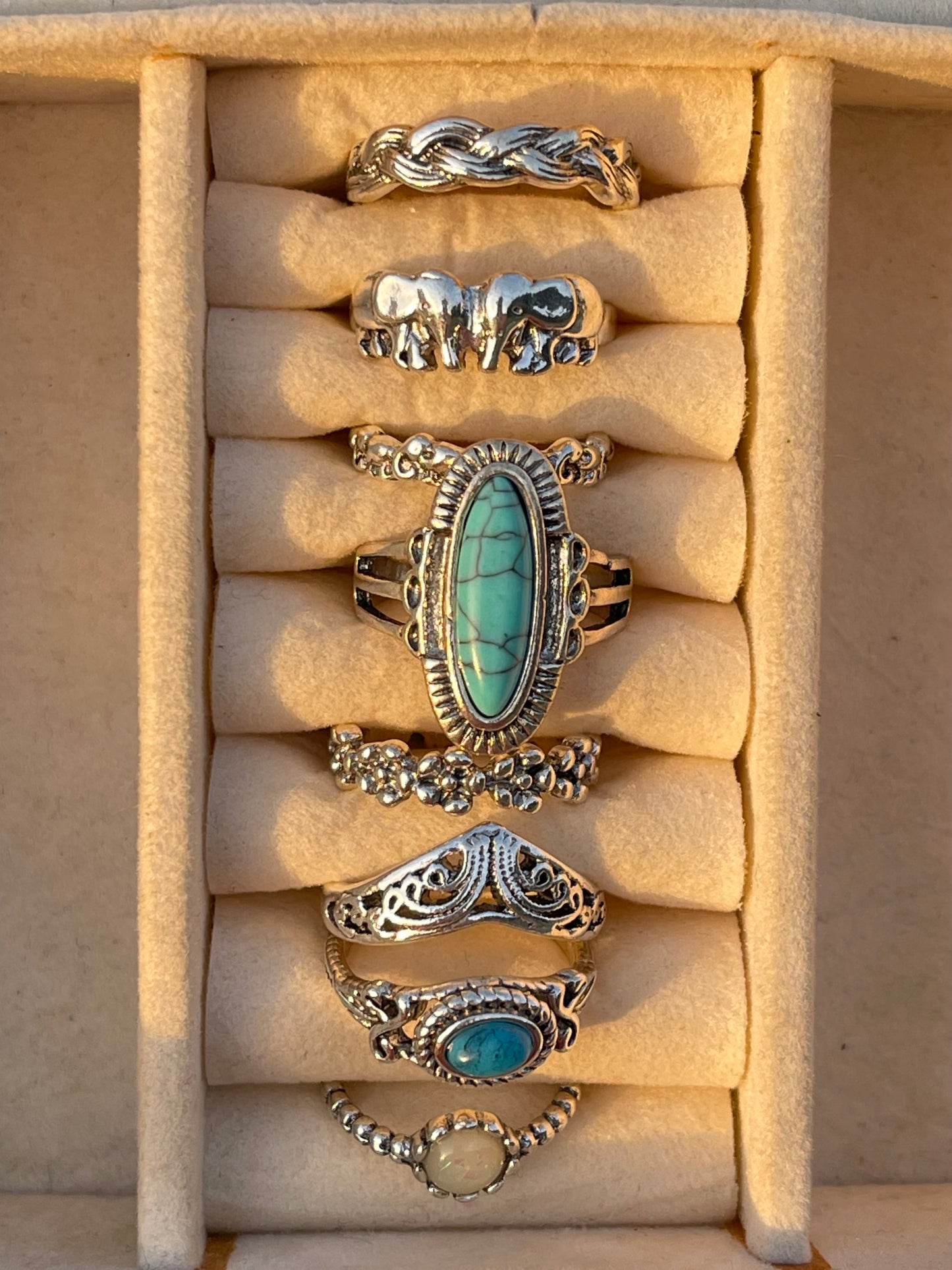 Blue Elephant Ring Set