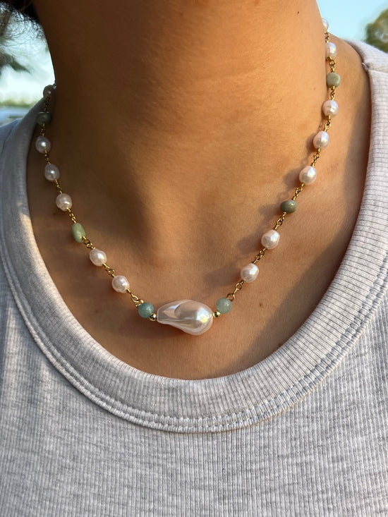 Summer Pearl Necklace- Gold Plated