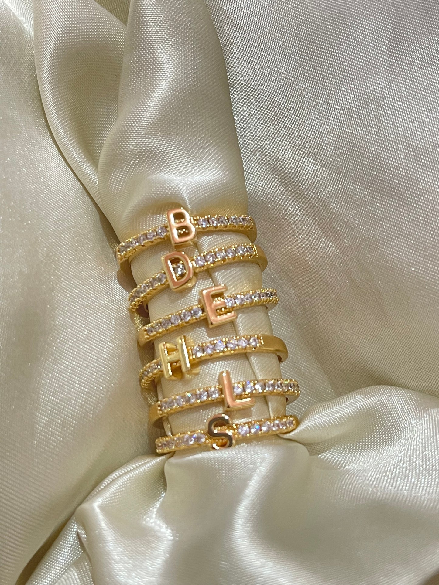 Your Letter Crystal Ring- Gold Plated
