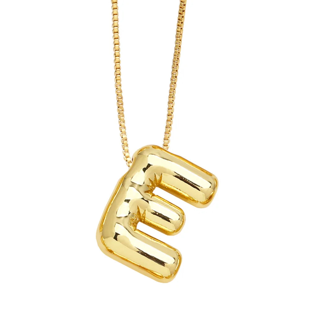 Bubble Initial Letter Necklace (Stainless Steel)