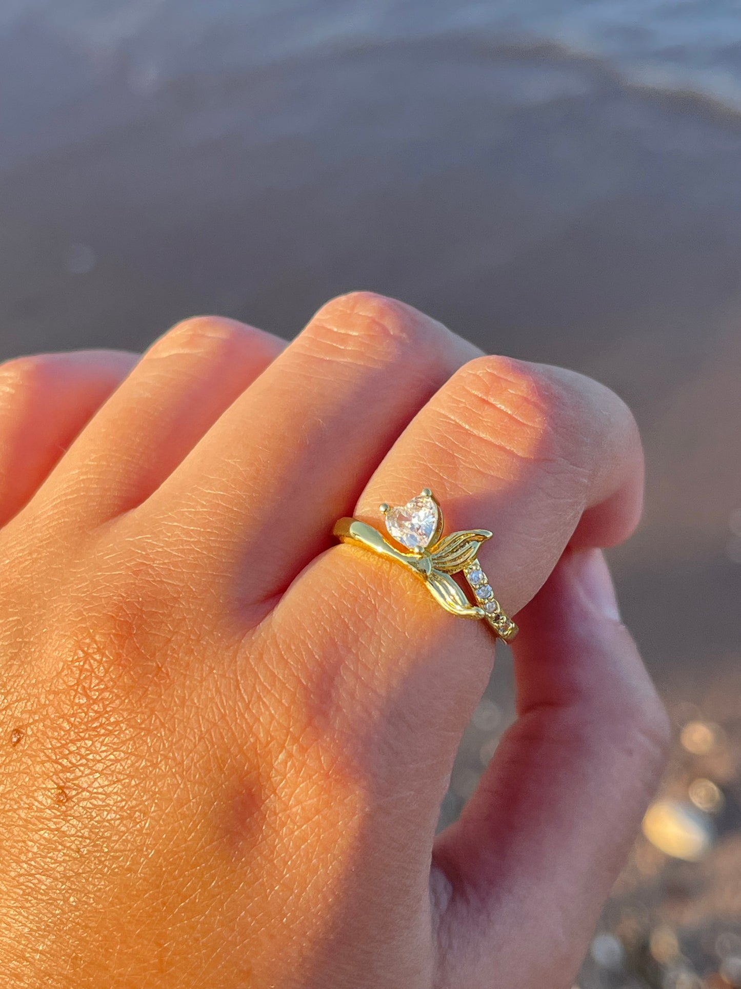 Crystal Dolphin Tale Ring(Gold Plated)