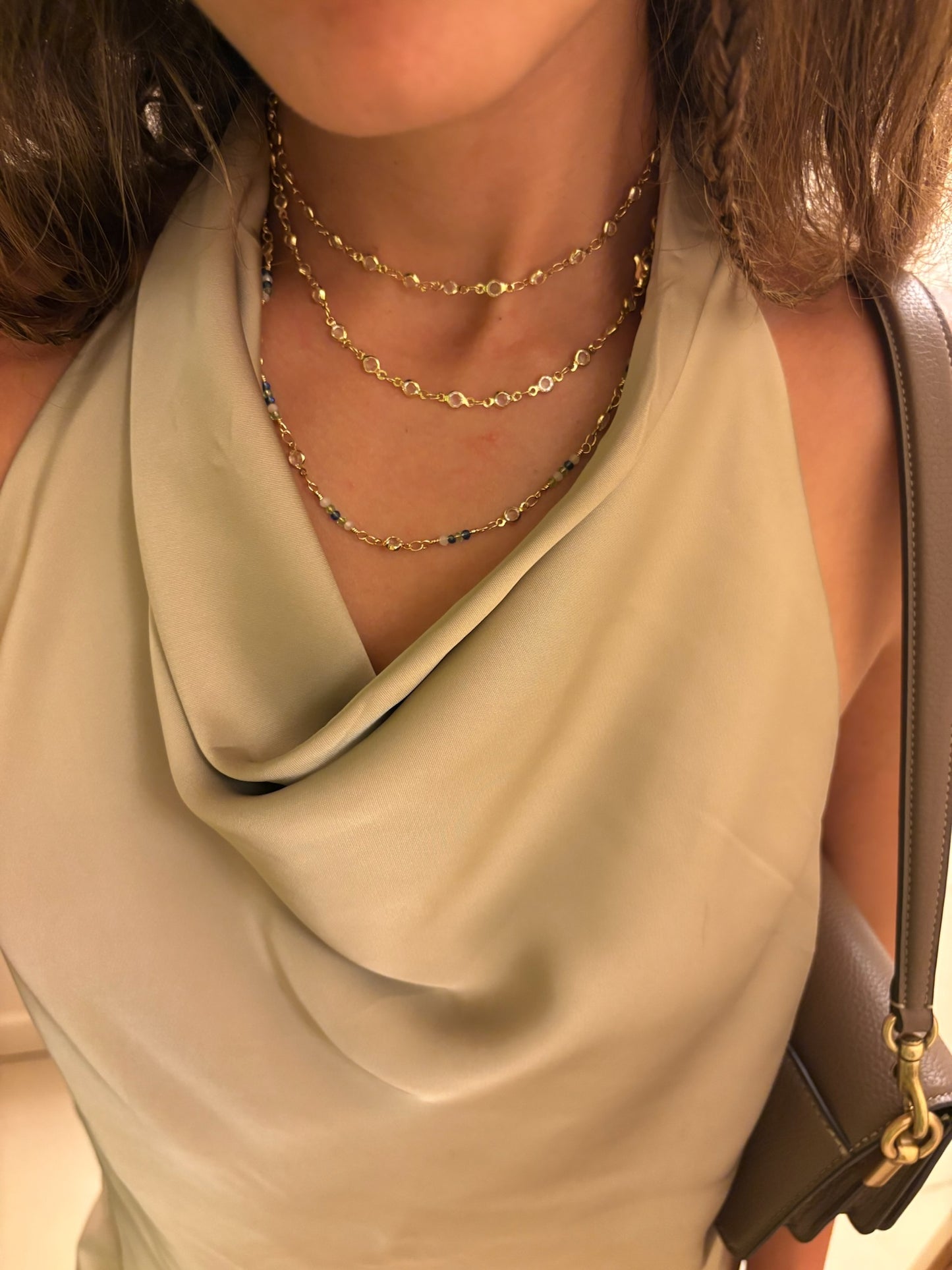 blue stone necklace - gold plated