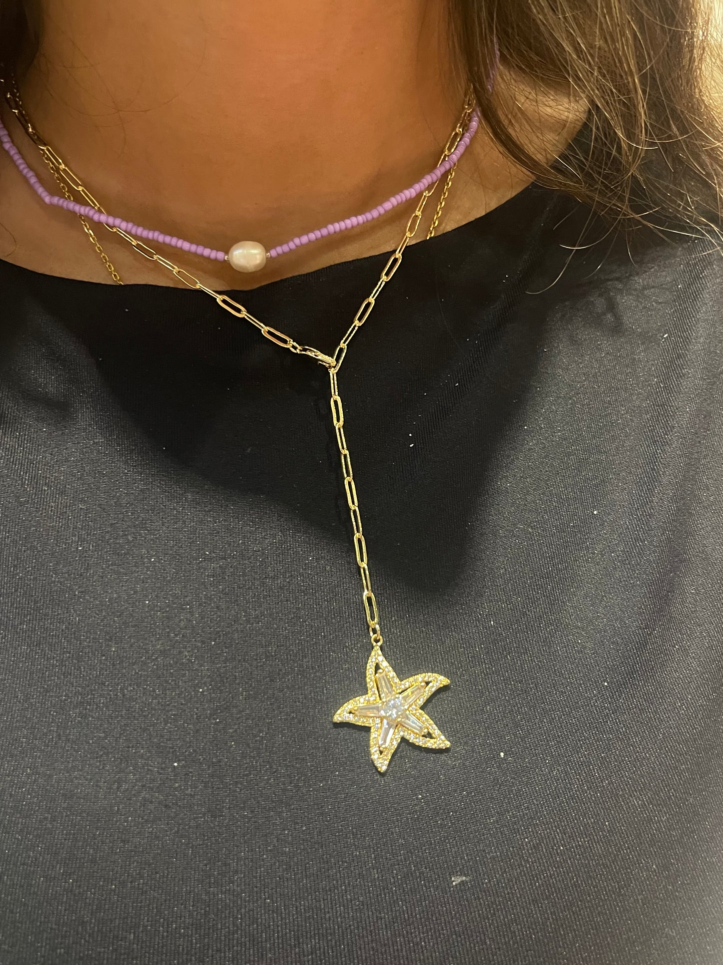 Crystal Starfish Statement Charm- Gold Plated