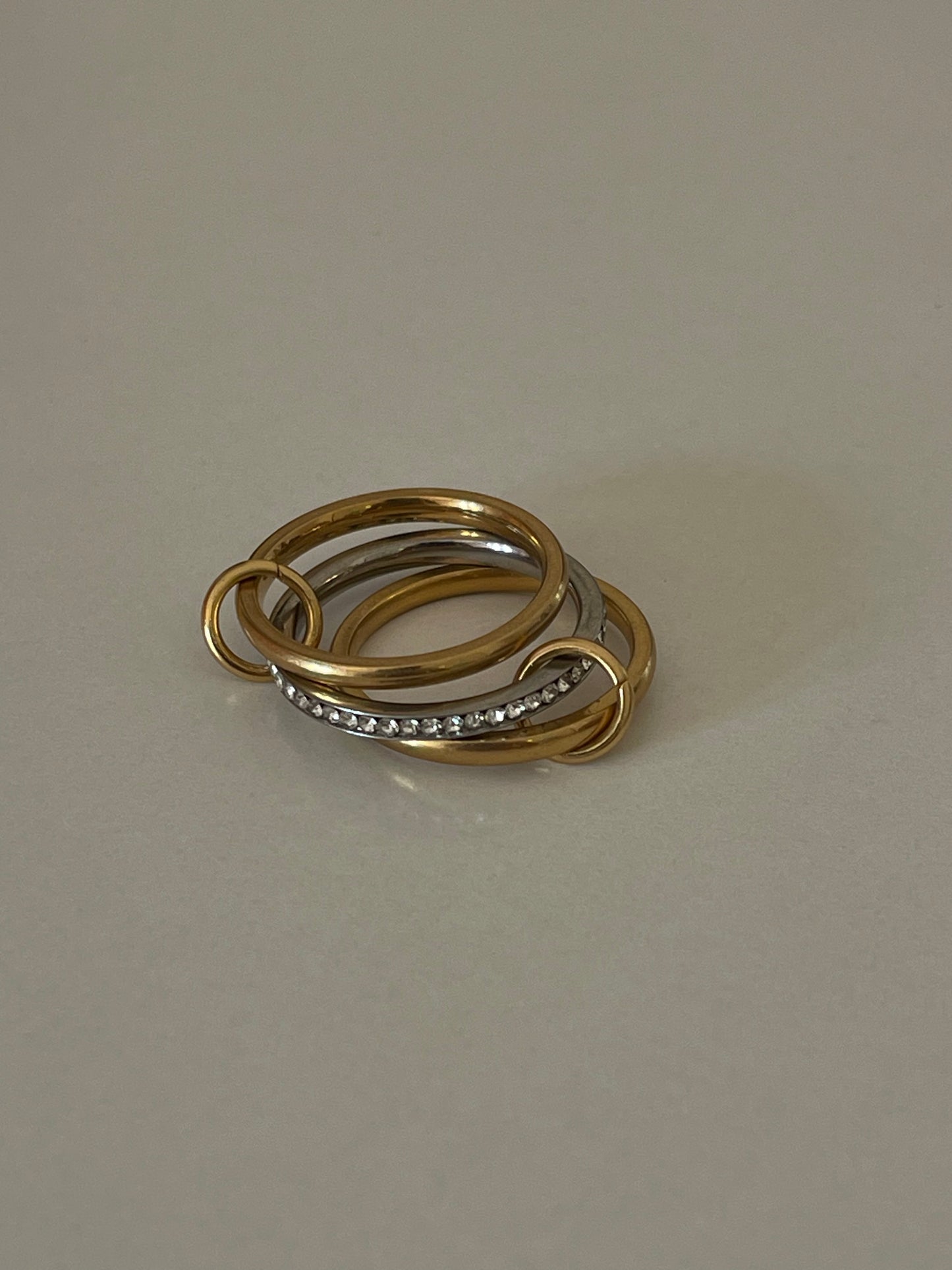 Crystal Layered Gold Plated Ring