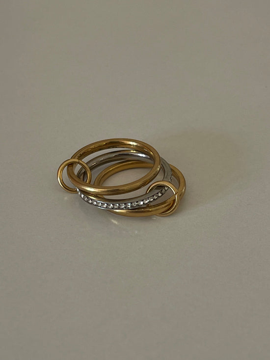 Crystal Layered Gold Plated Ring