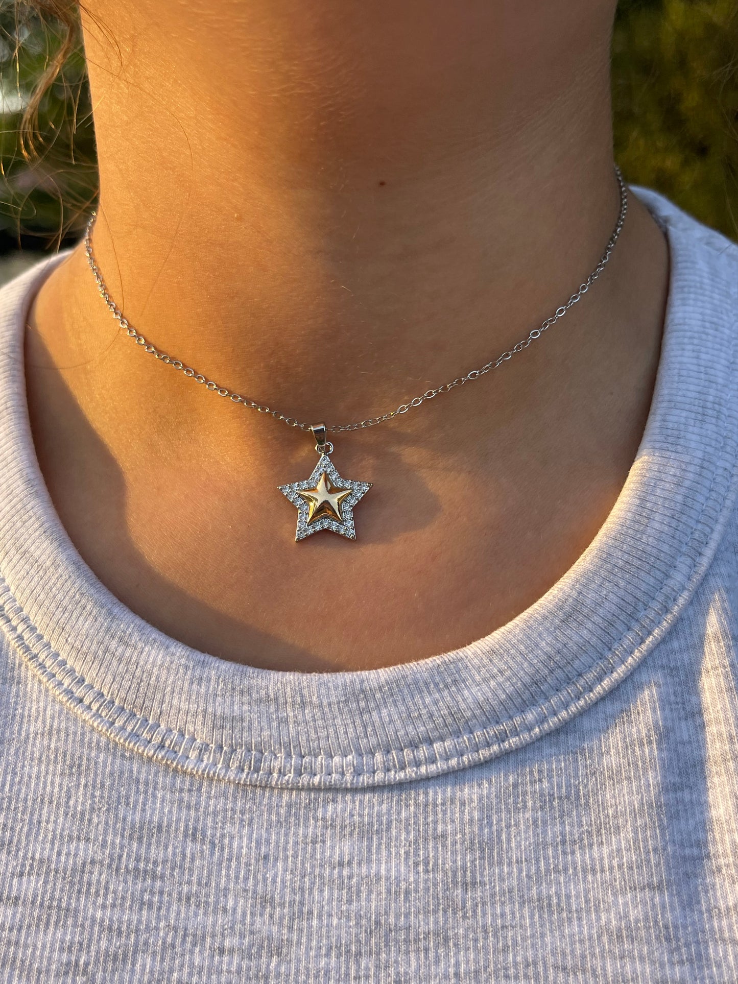 Mixed Crystal Star Necklace (Stainless Steel)