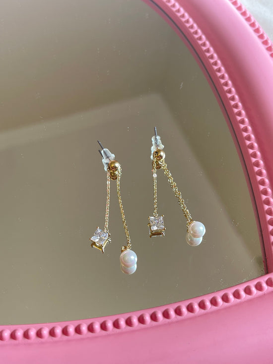 Crystal Pearl Double Earrings