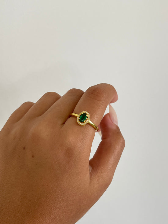 Crystal Emerald Green Ring (Gold Plated)