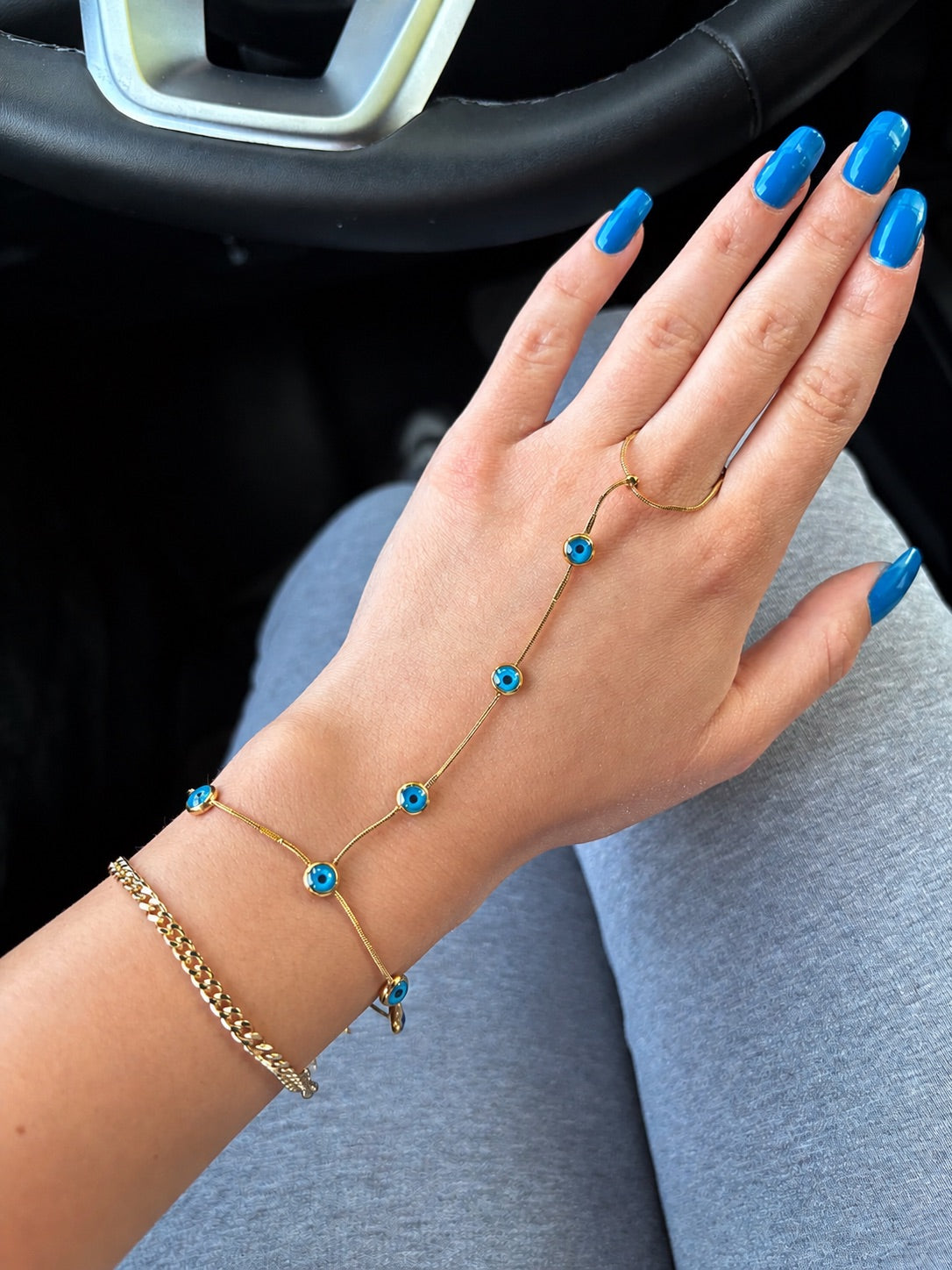Evil Eye Hand Chain- Stainless Steel