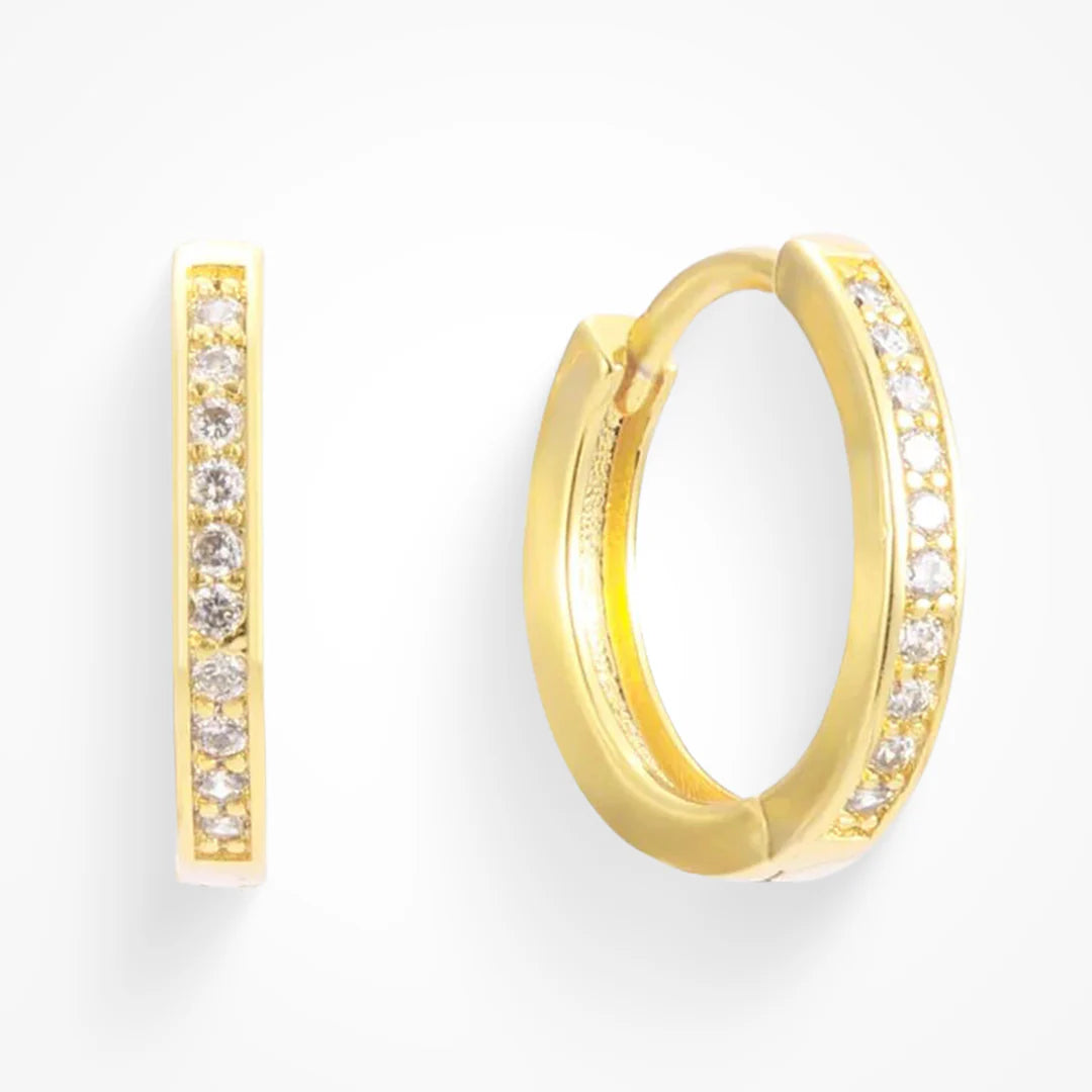 Everyday Crystal Hoop Earrings (Gold Plated)