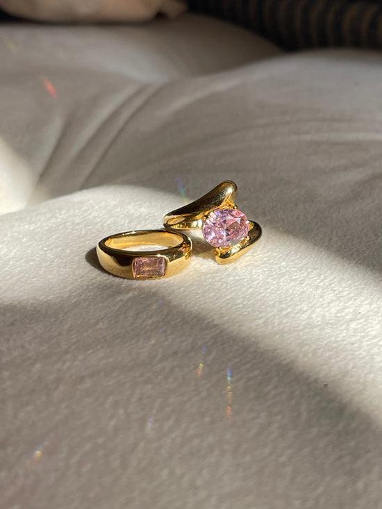 Pink Statement Ring- Stainless Steel