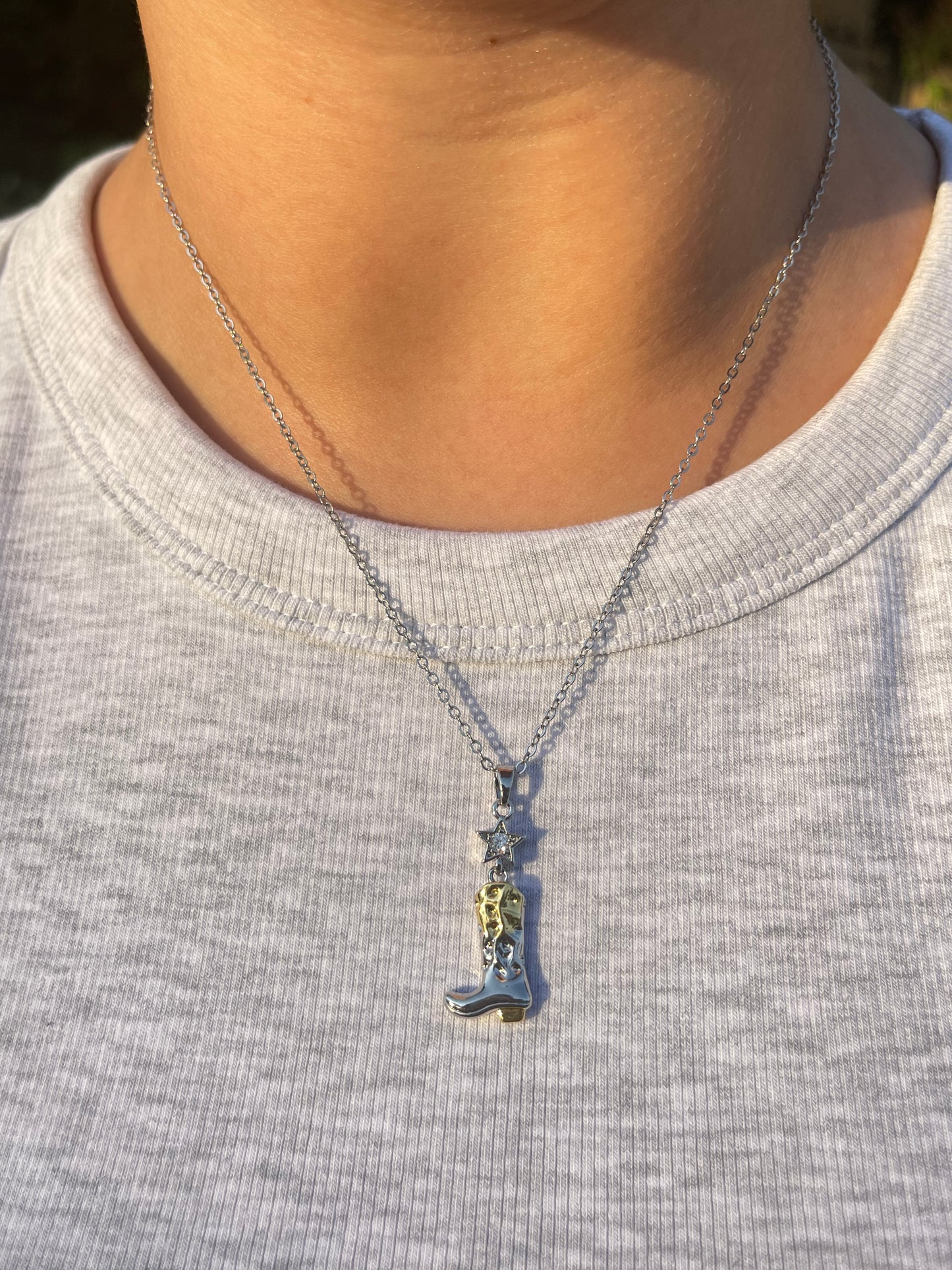 Mixed Crystal Cowboy Necklace (Stainless Steel)