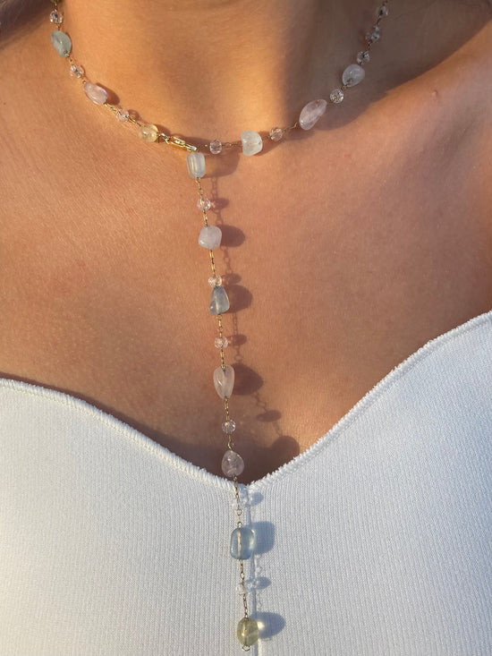 Minimal Stones Drop Necklace (Gold Plated)