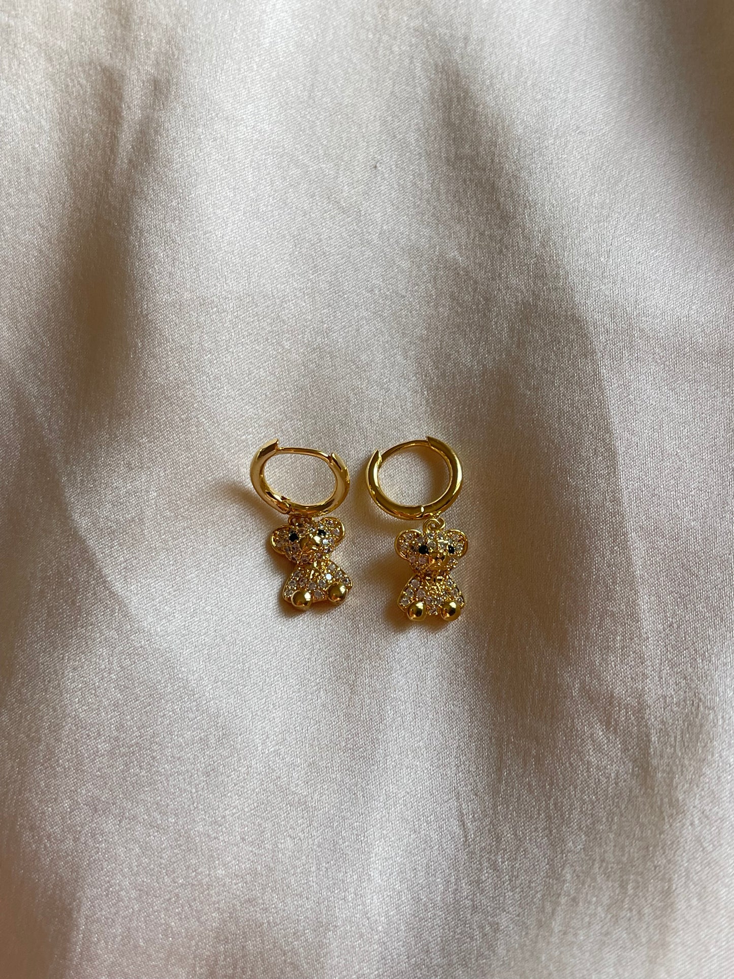 Crystal Bear Hoops (Gold Plated)