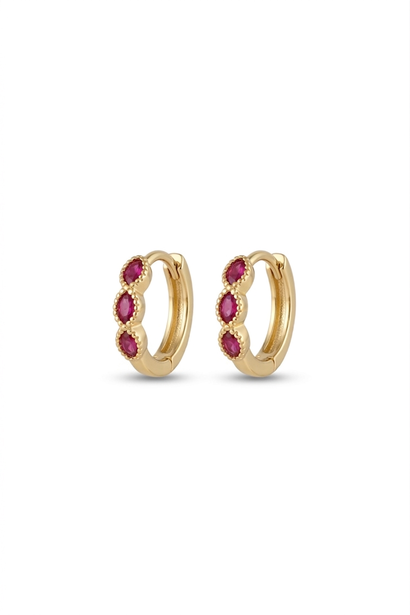 Dainty Stones Hoop- Gold Plated