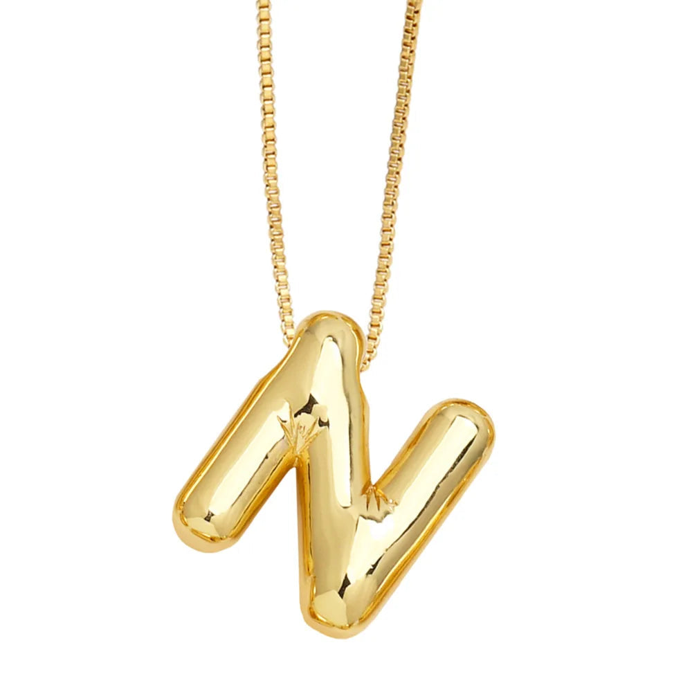 Bubble Initial Letter Necklace (Stainless Steel)