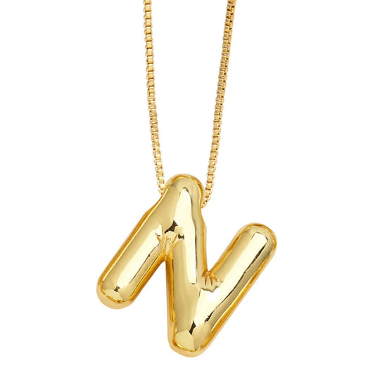 Bubble Initial Letter Necklace (Stainless Steel)