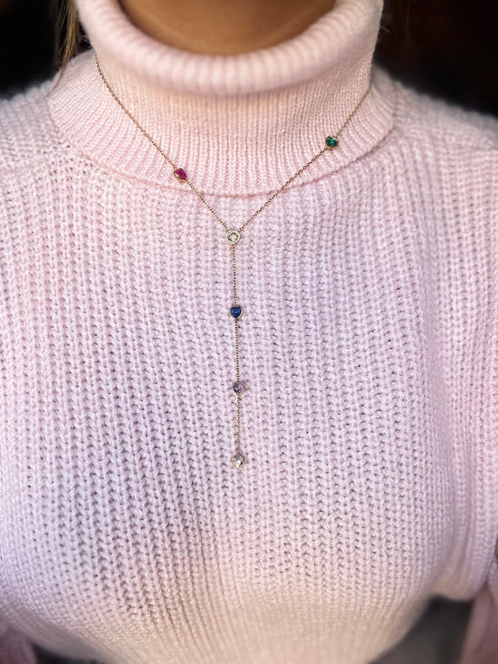 Hearts Drop Necklace (Gold Plated)