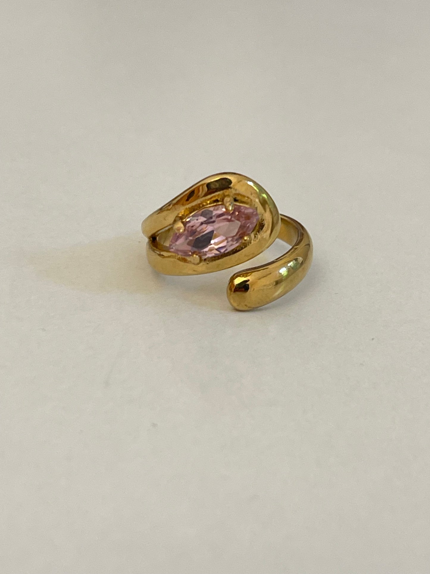 Chunky Drop Crystal Ring- Stainless Steel