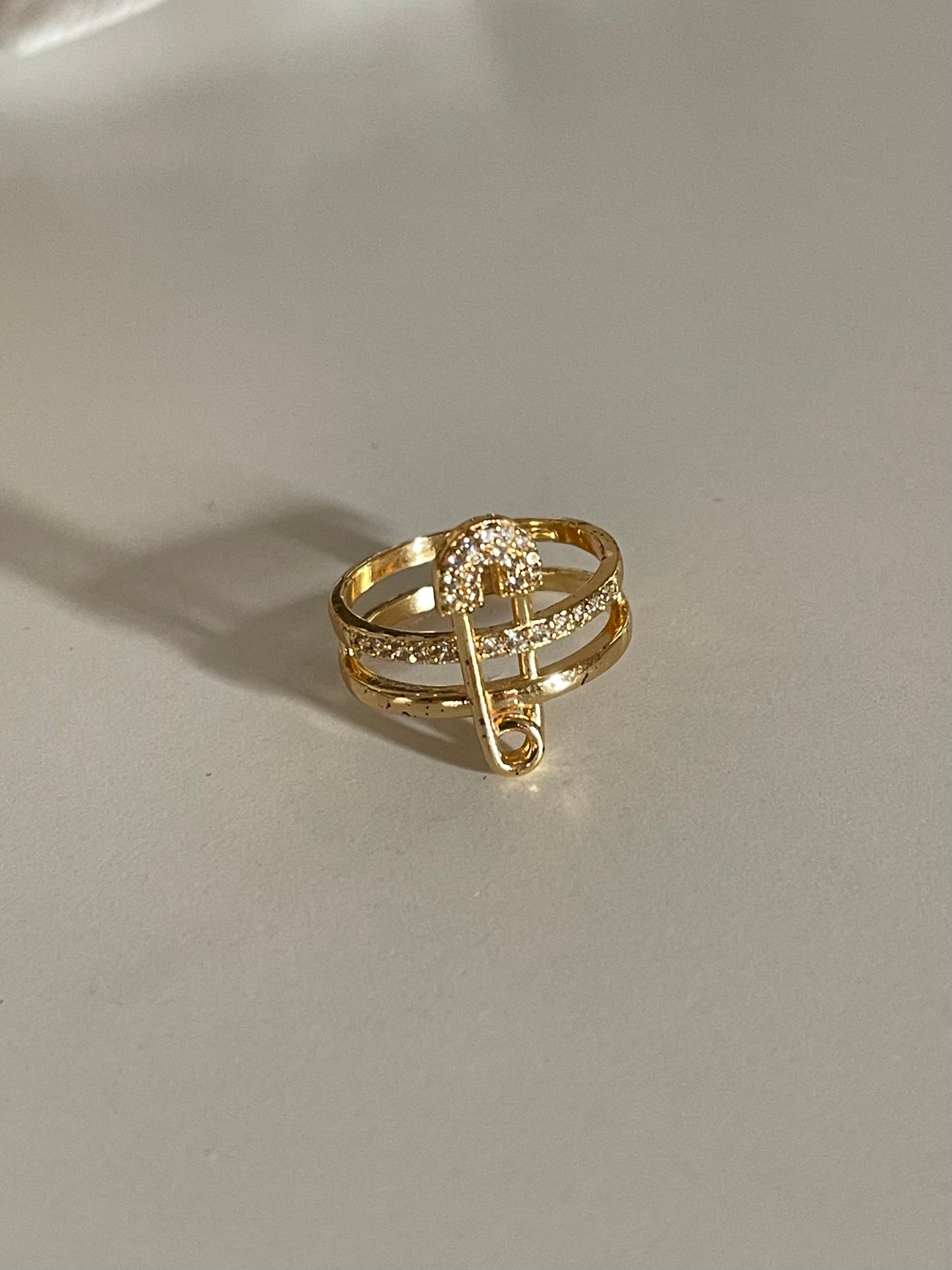 Crystal Pin Ring (Gold Plated)