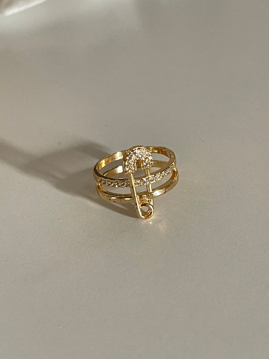 Crystal Pin Ring (Gold Plated)