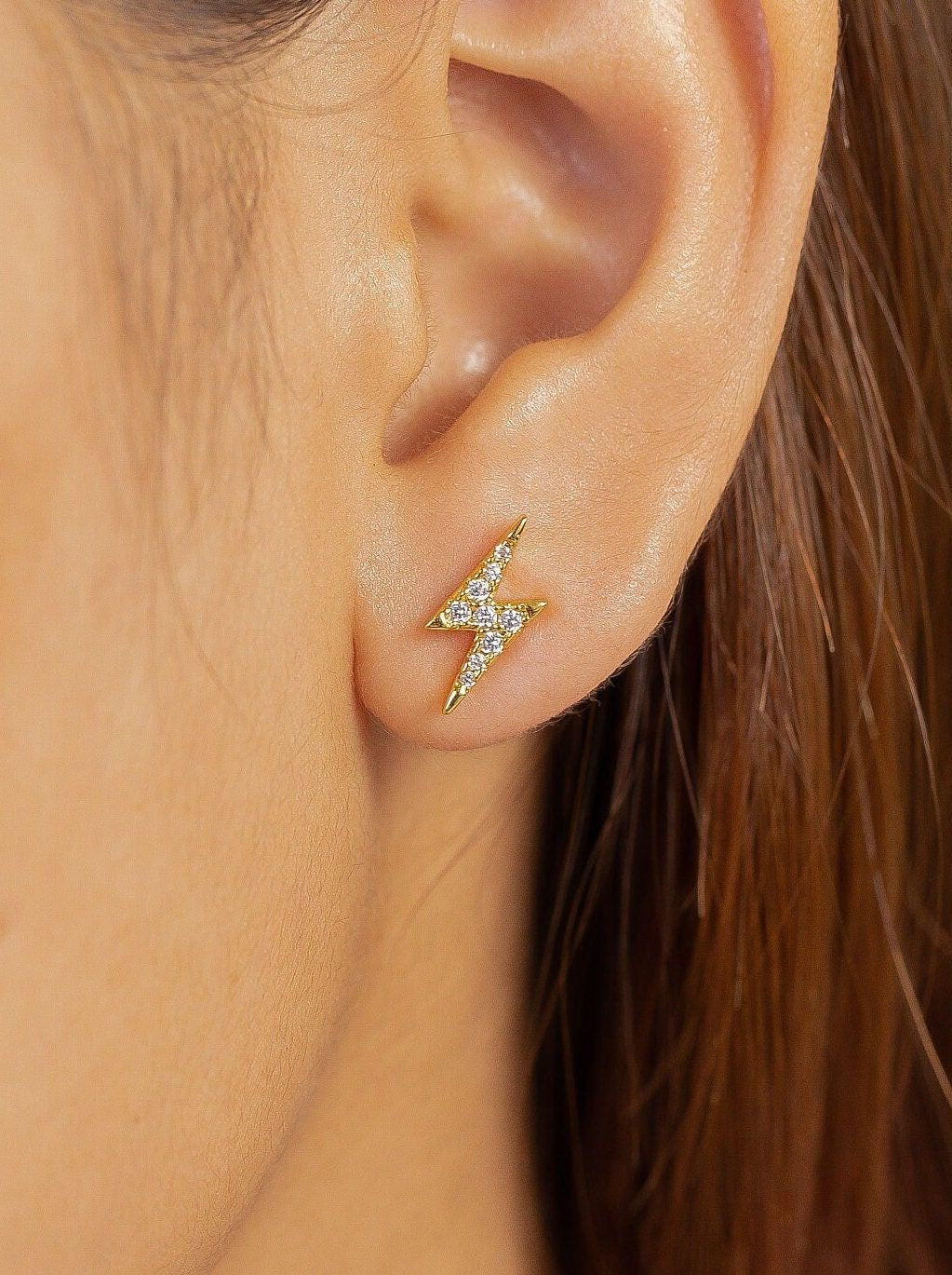 Thunder Stud Earrings (Gold Plated)