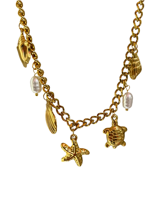 Summer Starfish Charm Necklace- Stainless Steel
