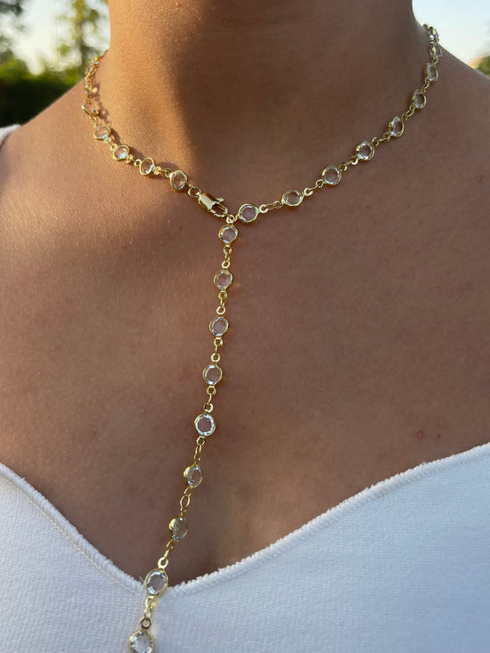 The Crystal Drop Necklace (Gold Plated)