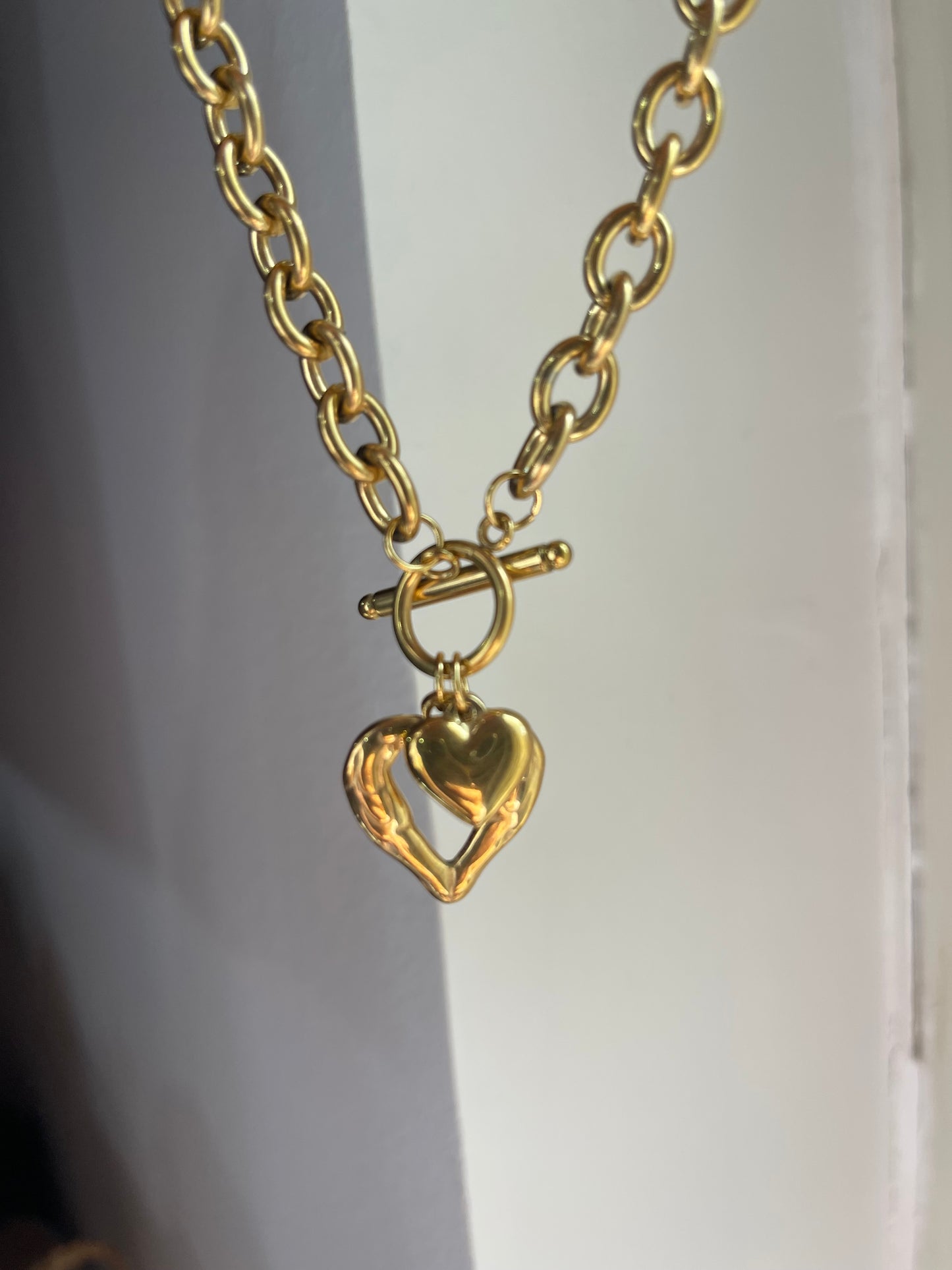 Chunky Charm Heart Necklace - Stainless Steel