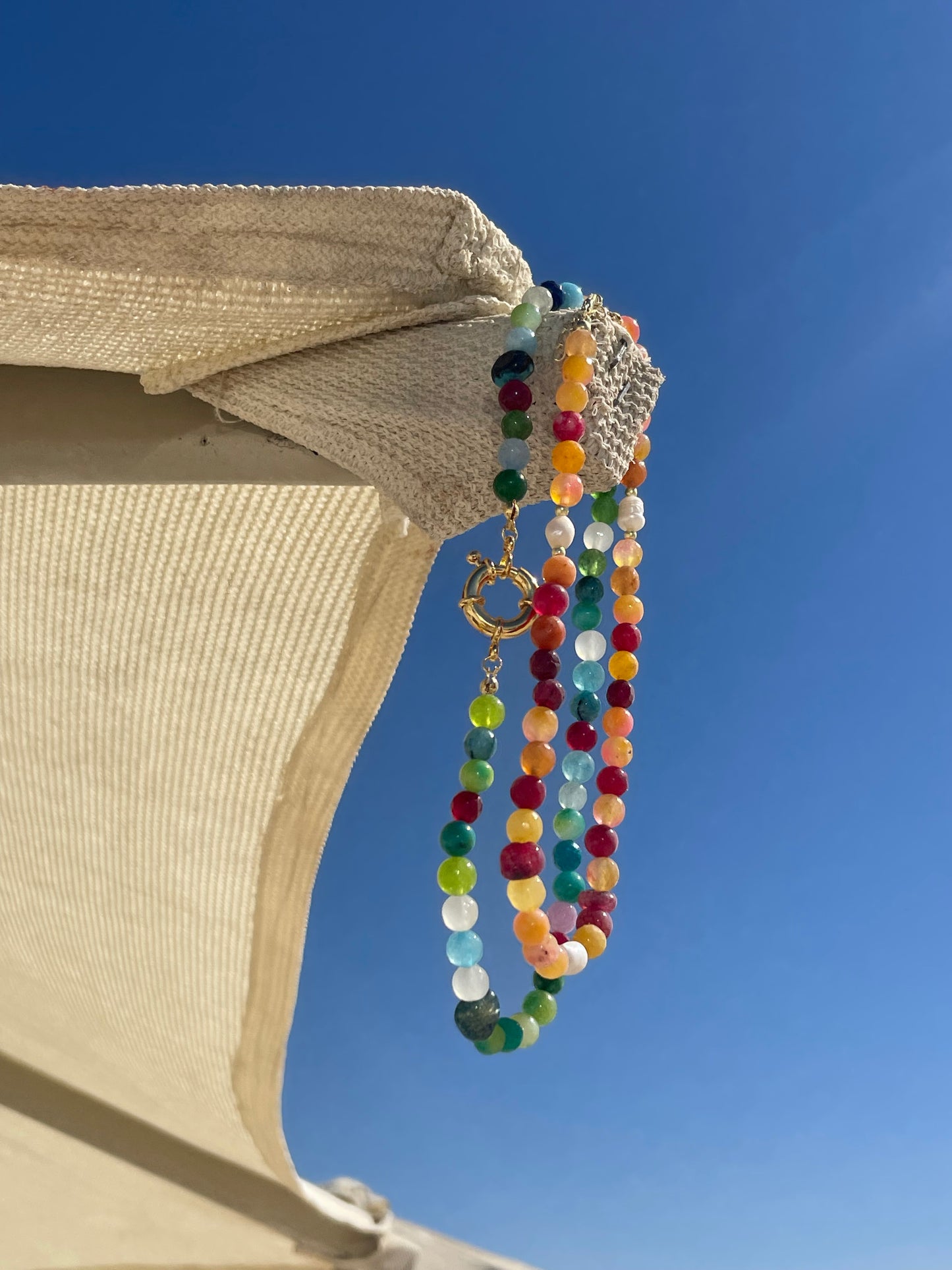 Sunset Necklace-Natural Stones/Gold Plated