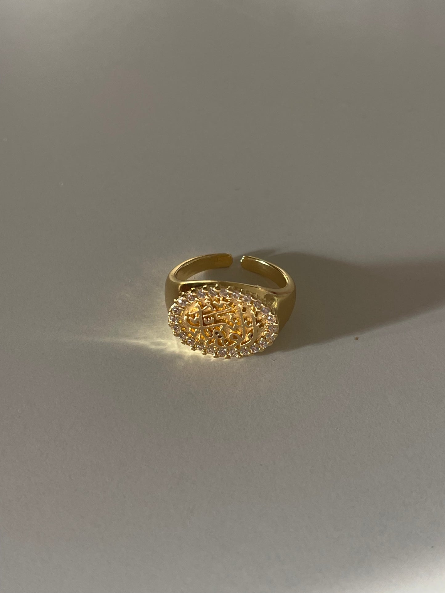 Crystal الله Signet Ring (Gold Plated)