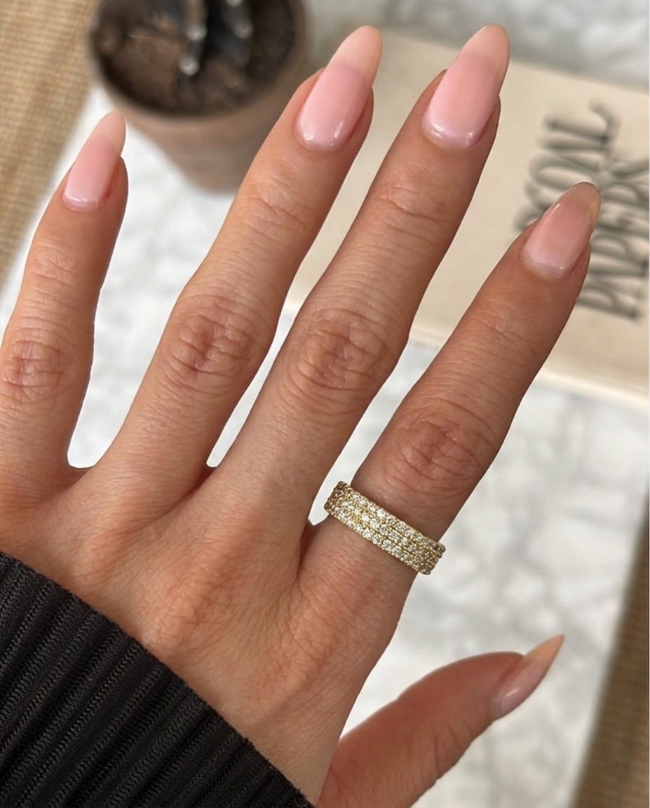 triple crystal ring (gold plated)