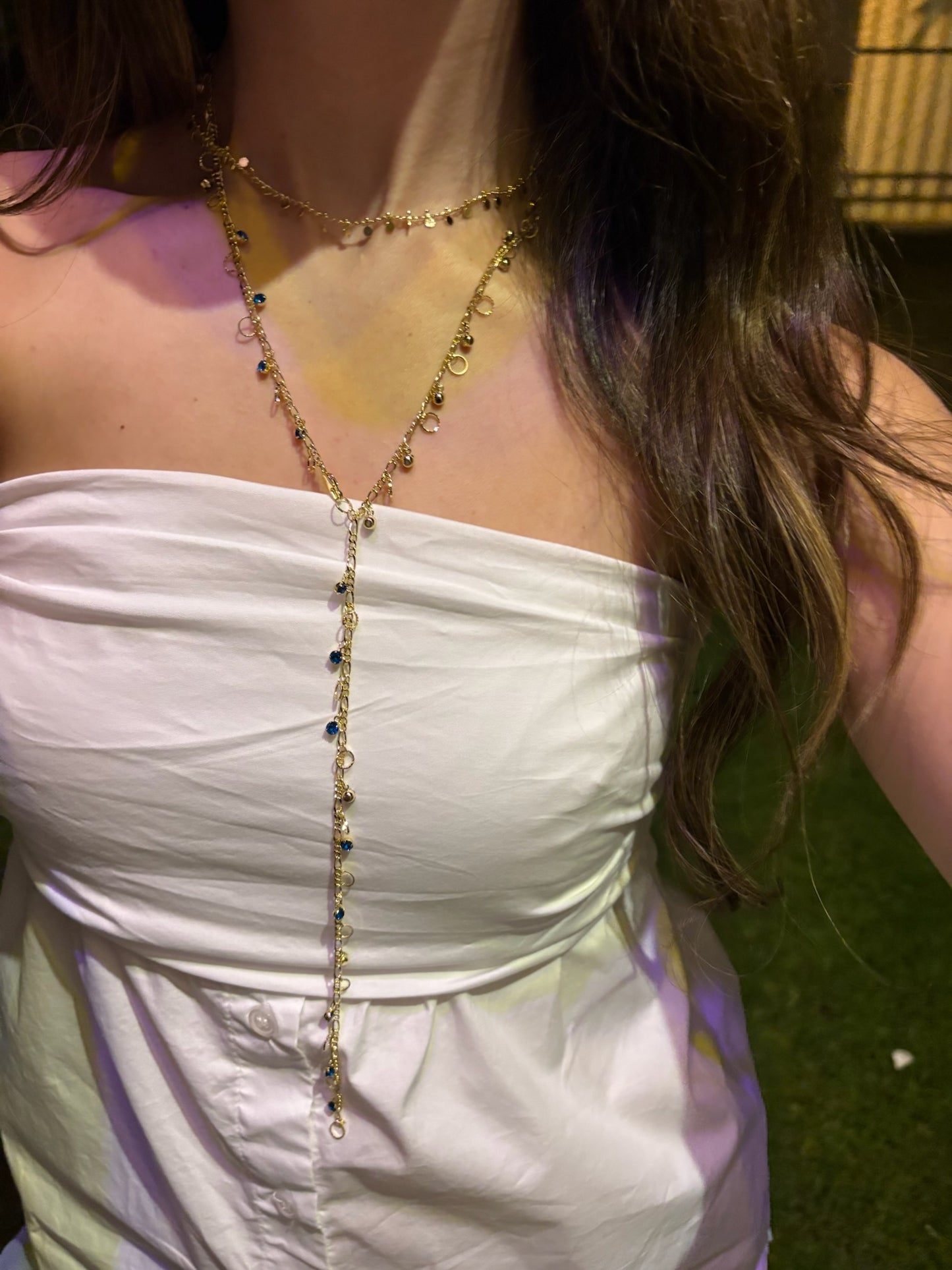 Shades of Blue Drop Necklace (Gold-plated)