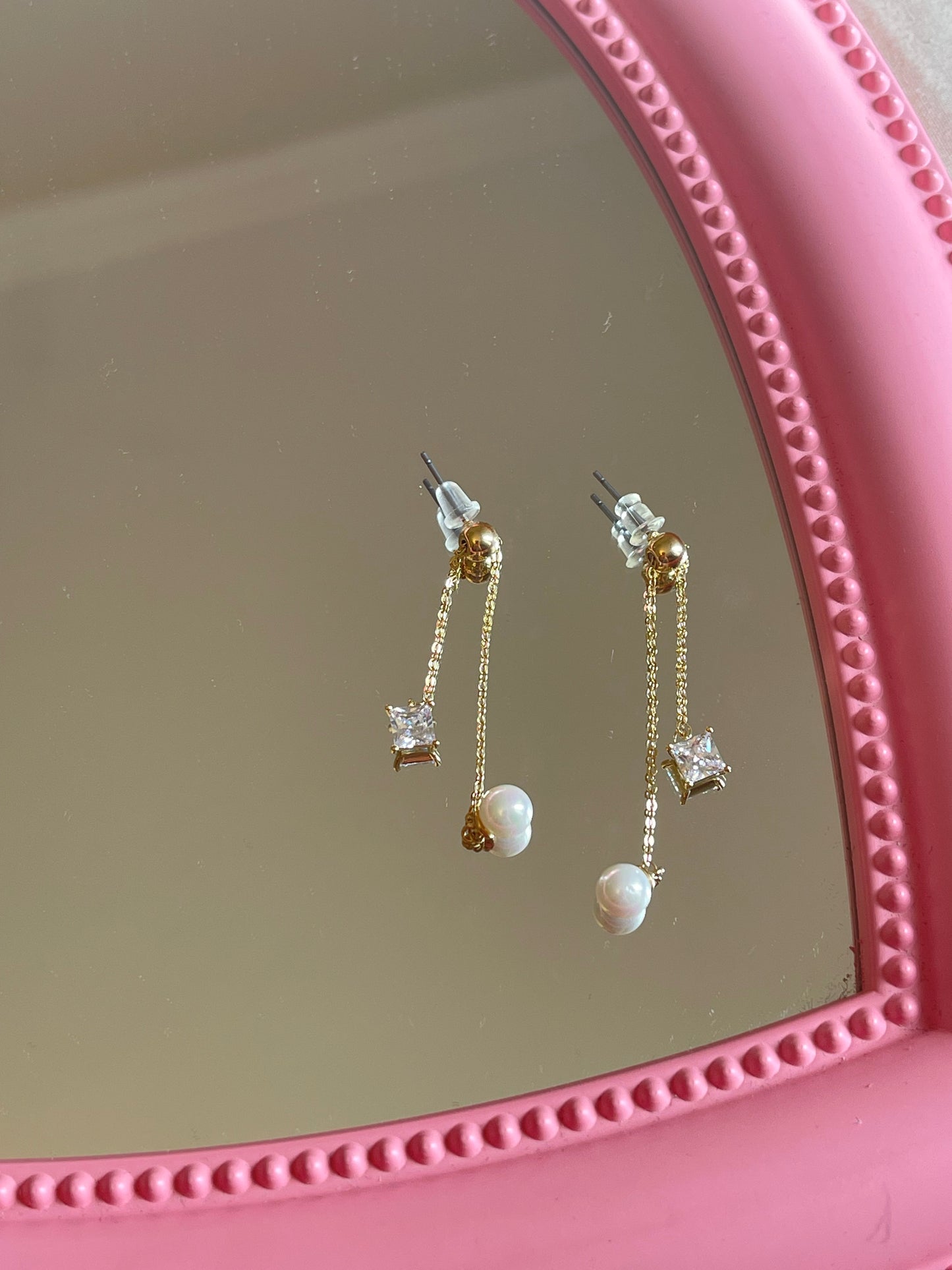 Crystal Pearl Double Earrings