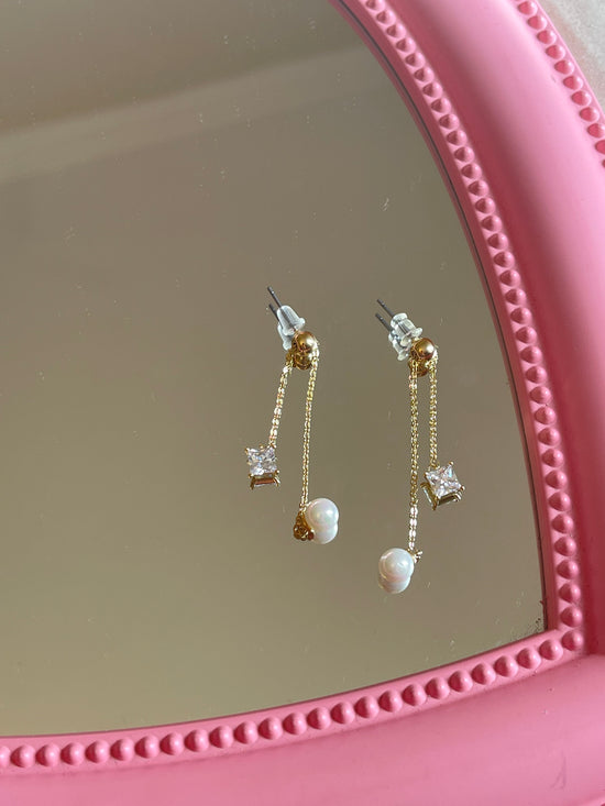 Crystal Pearl Double Earrings