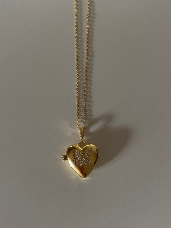 Heart Locket Necklace - Butterfly Edition (Stainless Steel)