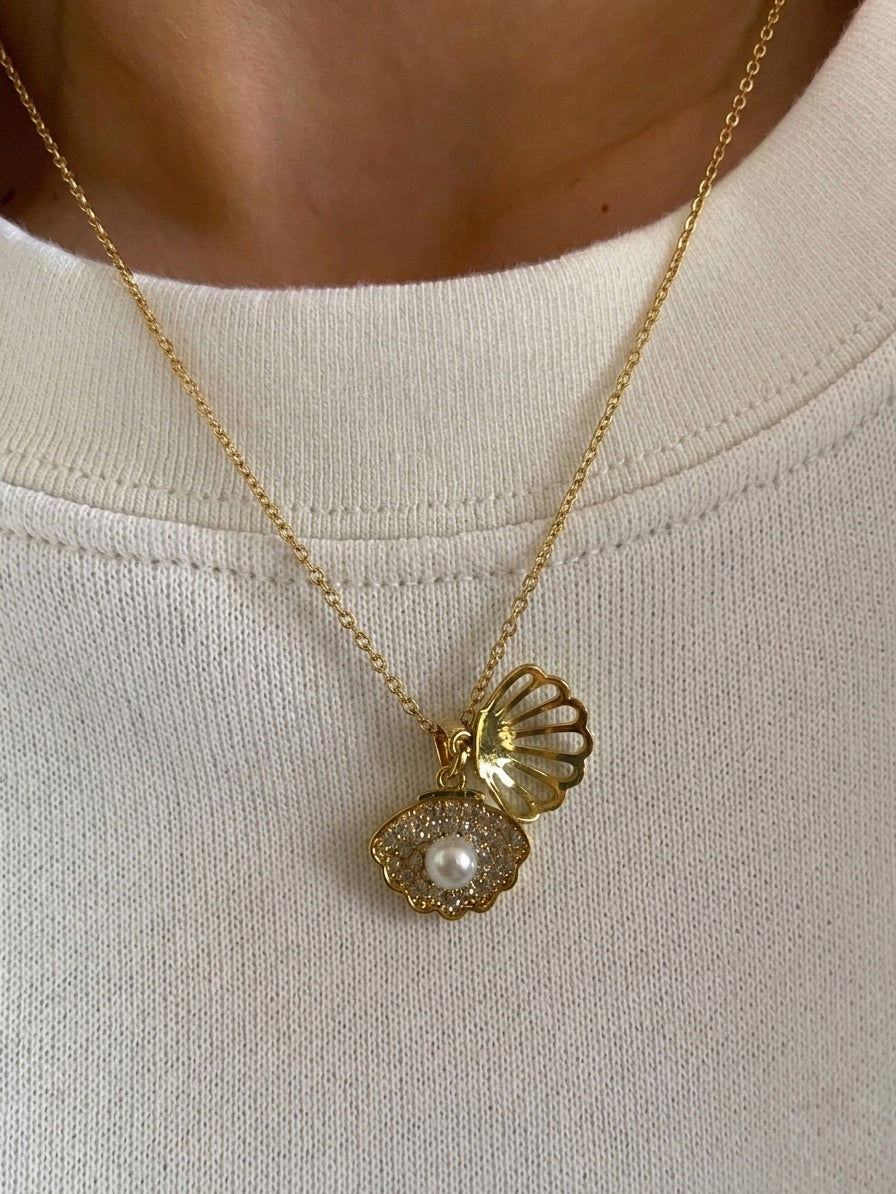 Pearl Locket Necklace (Stainless Steel)