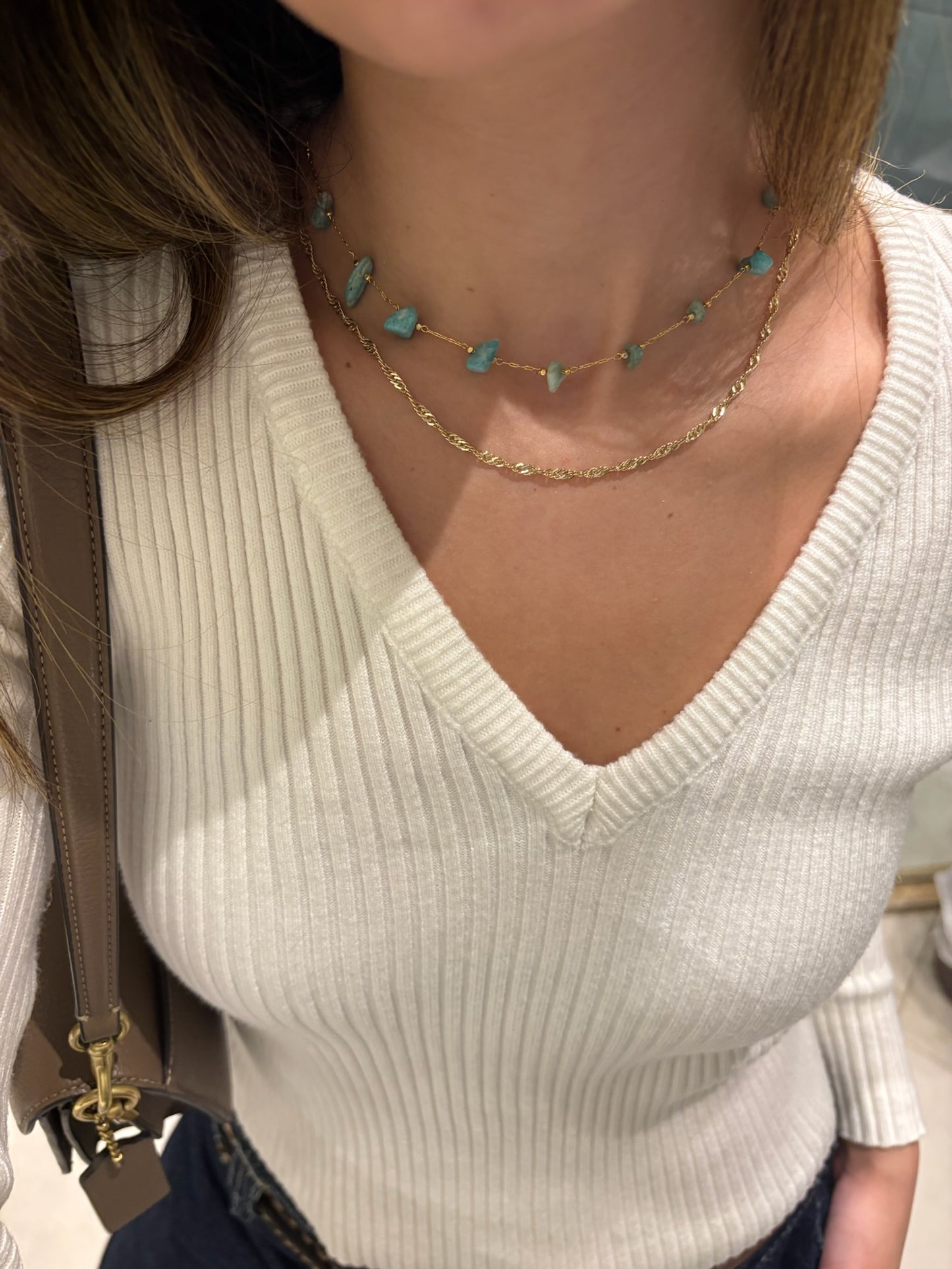 turquoise stones choker (gold plated)
